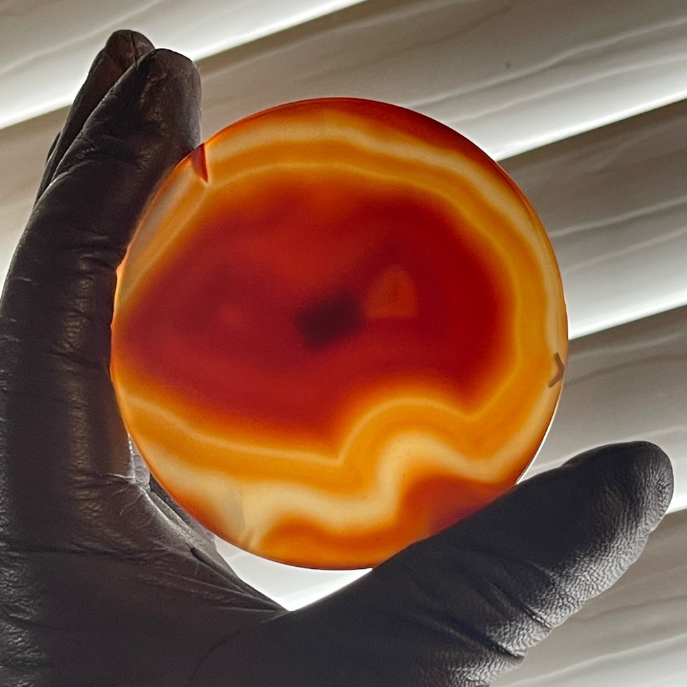 Agate Art Piece - Carnelian Hand carved coaster/display piece